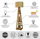 Wooden Floor Lamp with Shelf (Natural Jute). LED Bulb Included