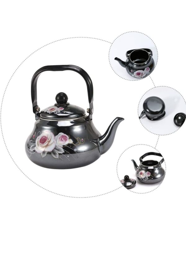 Vintage Mirror Glaze Pot Smooth Black Kitchen 1.5L Kettle - Image 4