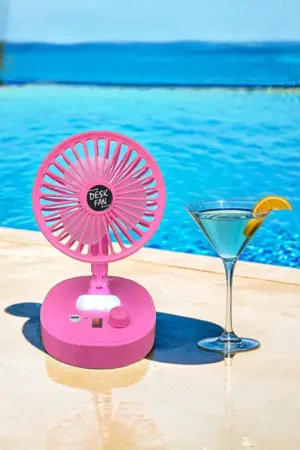 Mini Portable Rechargeable Fan LED Light | USB Charging Kitchen AC Cooler (Pink)