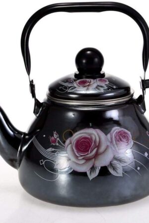Vintage Mirror Glaze Pot Smooth Black Kitchen 1.5L Kettle