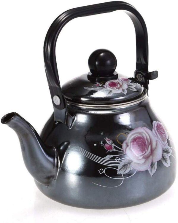 Vintage Mirror Glaze Pot Smooth Black Kitchen 1.5L Kettle - Image 2