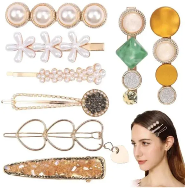 Premium Korean Style Hair Clips (Multicolour, 8 Pcs) - Image 3