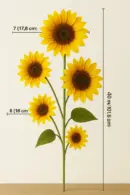 Sunshine Splendor Sunflower – 5-Head (40") | Long Stem Silk Artificial Flower