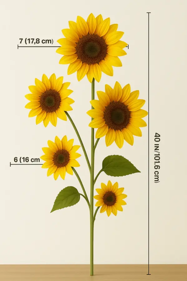 Sunshine Splendor Sunflower – 5-Head (40") | Long Stem Silk Artificial Flower - Image 5