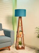 Wooden Floor Lamp with Shelf (Natural Jute) LED Bulb Included