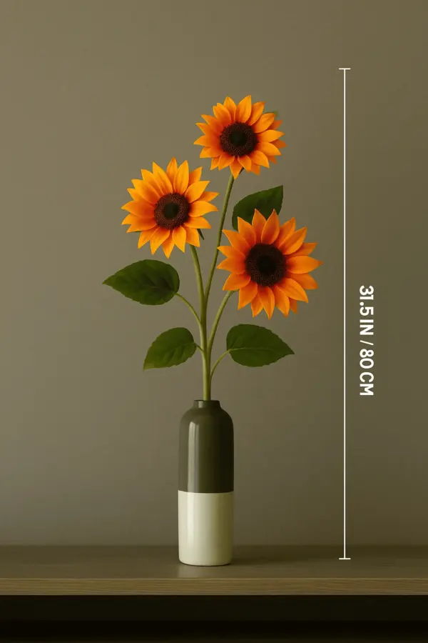 Sunshine Splender Sunflower Bunch | Long Stem Silk Sunflower - Image 2
